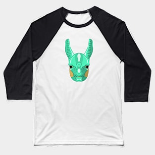 cyan alpaca face cartoon Baseball T-Shirt